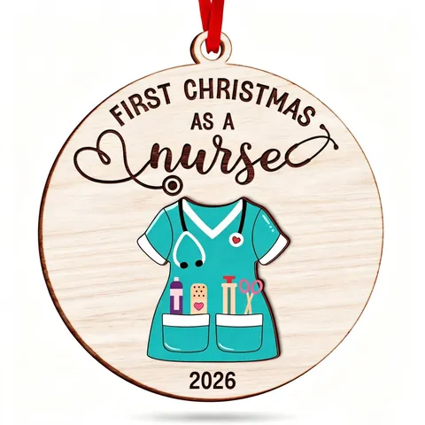 Ornamenti Natalizi in Legno per Infermiera Regalo di Laurea Targhetta Sospesa con Uniforme Verde Decorazione Festiva per la Casa