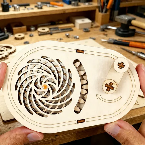 Modello di Piatto Girevole a Ingranaggio con Illusione 3D in Legno Kit di Esperimento Scientifico DIY Giocattolo STEM Educativo per Bambini e Studenti