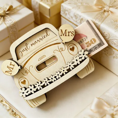 Clip per Soldi per Auto in Legno Incisa al Laser Floreale Cuore Vintage Retro Centro Tavola per Decorazione di Festa di Matrimonio