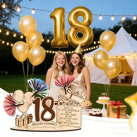 Portasoldi di Compleanno in Legno Scatola Regalo in Contanti Decorazione da Tavola per Festa