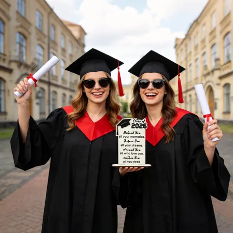 Targa da Tavolo per Laurea in Legno 2026 Classe Decorazione per Festa di Laurea Targhetta con Citazione Soprammobile da Scrivania