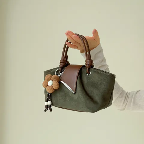 Bolso Tote de Ante Retro Vintage para Mujer Casual Color Sólido Gran Capacidad Bolso Bandolera Bolso de Mano de Moda