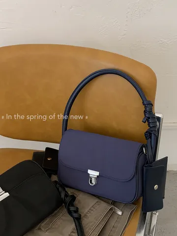 Bolso de Axila de Nailon Minimalista Para Mujer Color Sólido Pequeño Bolso Cuadrado de Hombro Casual Bolso Diario