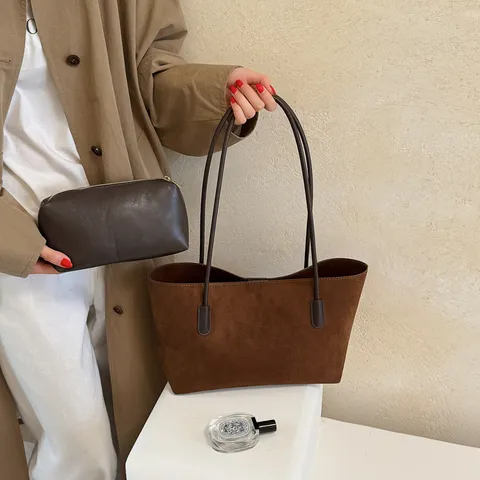 Bolso de Hombro de Gamuza Vintage para Mujer Gran Capacidad Bolso de Hombro Minimalista Con Estampado de Leopardo Bolso Retro Diario