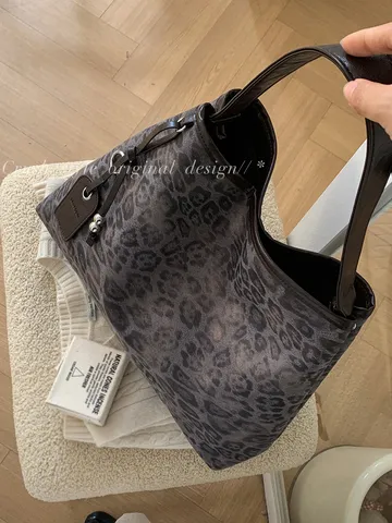 Bolso de Mano de PU con Estampado de Leopardo Vintage de Gran Capacidad para Mujer Bolso de Hombro de Moda