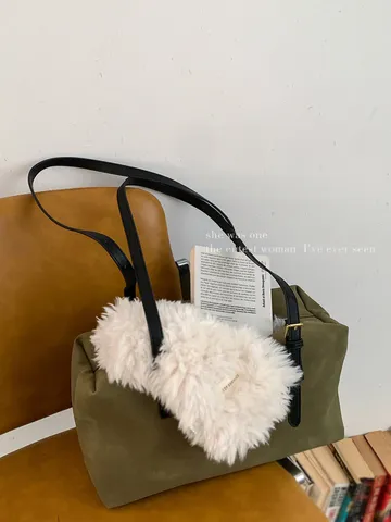 Bolso Almohada Vintage para Mujer Gran Capacidad Gamuza Sintética Cuero PU Bolso de Hombro de Axila Casual Versátil