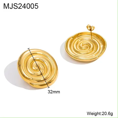 Minimalist Stainless Steel Spiral Stud Earrings For Women 18K Gold Plated Geometric Conch Design Fashion Jewelry Earrings
