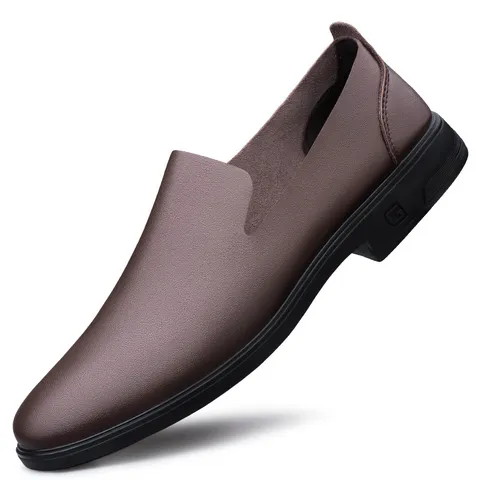 Men's Casual Leather Loafers Slip On Driving Shoes Breathable Soft Flat Shoes Business Walking Shoes Male Footwear