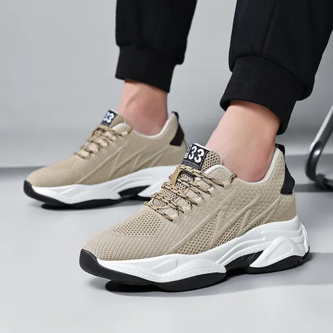Men's Casual Breathable Mesh Sneakers Height Increasing Lightweight Running Shoes Outdoor Walking Shoes