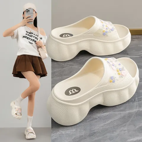 Women's Thick Sole Platform Slippers Summer Casual Beach Shoes EVA Anti Slip Height Increasing Open Toe Slides