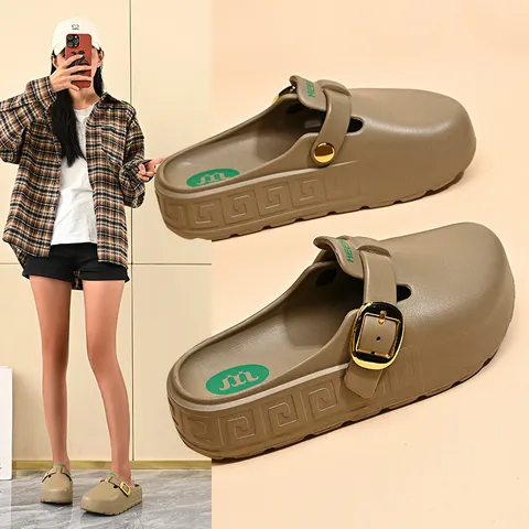 Women's Casual Platform Closed Toe Slippers Thick Sole Outdoor Garden Shoes Slip On Casual Footwear