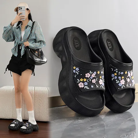 Women's Thick Sole Platform Slippers Summer Casual Beach Shoes EVA Anti Slip Height Increasing Open Toe Slides