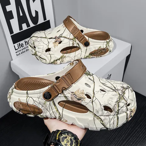 Zuecos de Camuflaje con Suela Gruesa para Hombre Sandalias de Playa para Exteriores Impermeables Antideslizantes Zapatos Informales