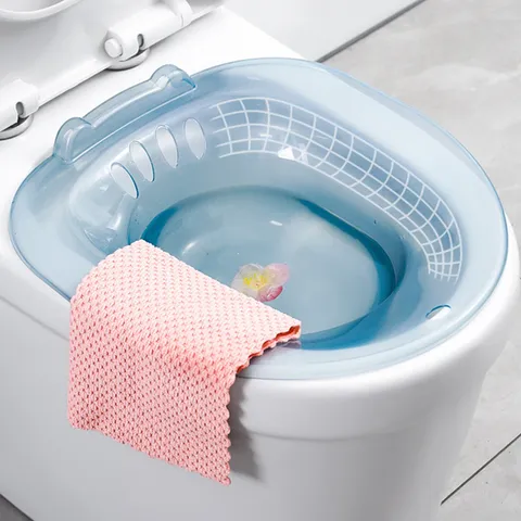 Transparent Plastic Sitz Bath Tub Portable Postpartum Care Basin With Flush Hole For Pregnant Women Home Bathroom
