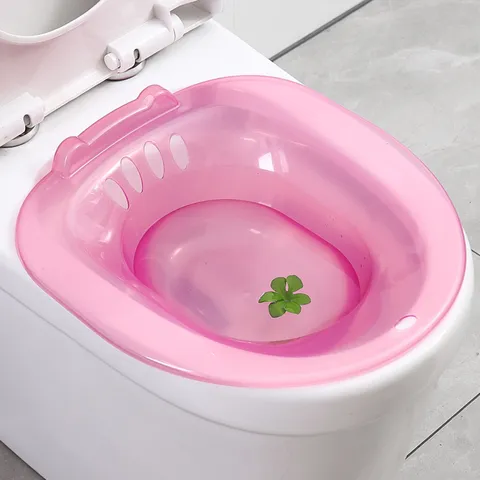 Transparent Plastic Sitz Bath Tub Portable Postpartum Care Basin With Flush Hole For Pregnant Women Home Bathroom
