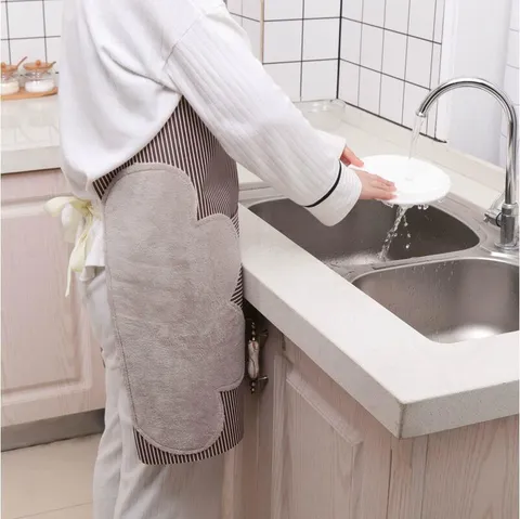 Grembiule da Cucina Giapponese Impermeabile in Tessuto Oxford Con Tasca Asciugamano Cordino Regolabile