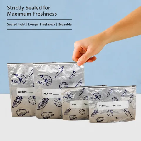 Sacchetti Freschezza Richiudibili in Foglio di Alluminio Sacchetti per Congelatore Ziplock per Alimenti Sacchetti di Conservazione per Frigorifero