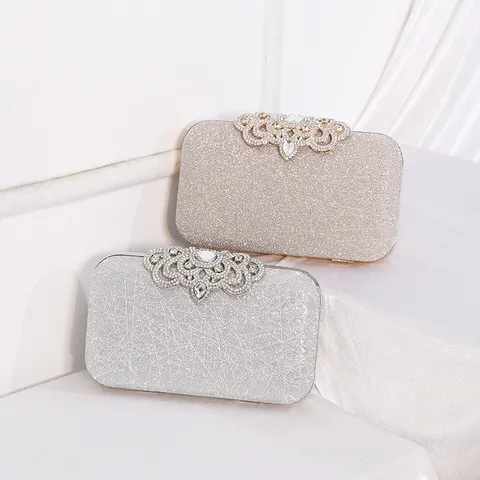 Woven Pattern Evening Bag Rhinestone Lock Clutch Elegant Women Crossbody Small Square Bag Banquet Handbag