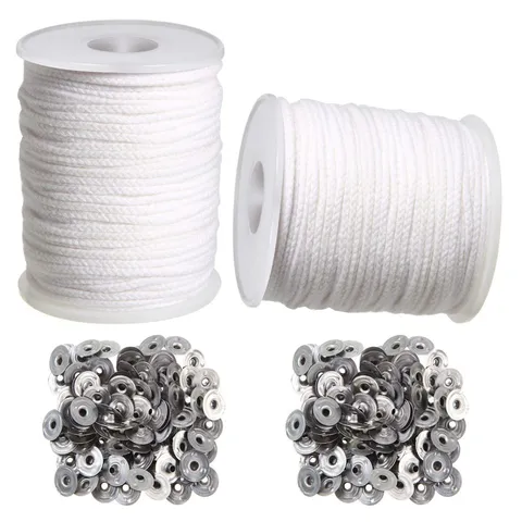 DIY Candle Making Kit With Braided Cotton Wicks And Metal Wick Bases For Handmade Craft Candle Making Supplies