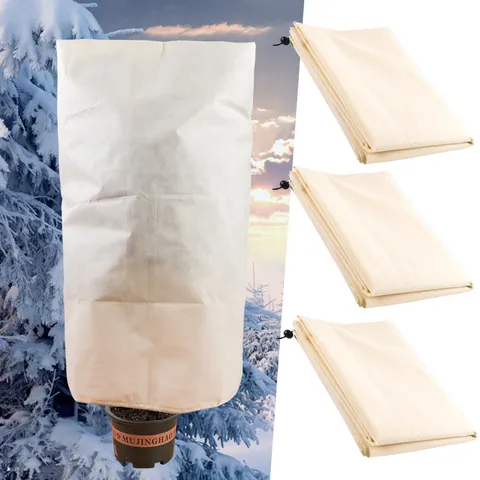 Winter Plant Frost Protection Cover Non Woven Fabric Warm Plant Protector With Drawstring For Garden Yard