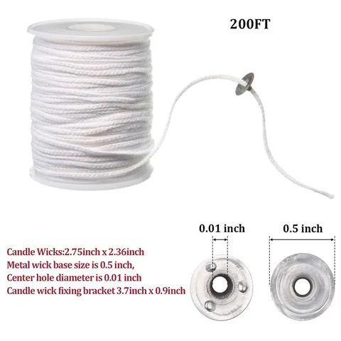 DIY Candle Making Kit With Braided Cotton Wicks And Metal Wick Bases For Handmade Craft Candle Making Supplies
