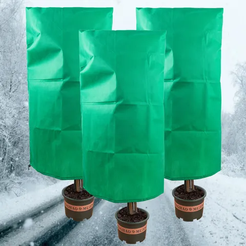Non-Woven Plant Frost Protection Cover Winter Tree Cold Proof Bag With Drawstring Reusable Plant Warm Protector Garden