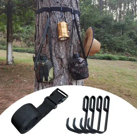 Gancho de Correa para Árbol de Exterior Equipo de Caza Gancho de Metal Resistente Con Cincha de Nailon Ajustable para Camping
