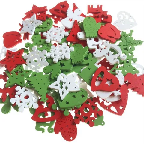 Mixed Christmas Wooden Buttons Festive DIY Craft Embellishments Decorative Wooden Slices For Sewing Clothing Handcraft