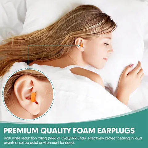 Tappi per Orecchie in Schiuma Morbida per Sonno Antirumore Riduzione del Rumore Tappi per Orecchie Riutilizzabili Protezione Uditiva Arancione