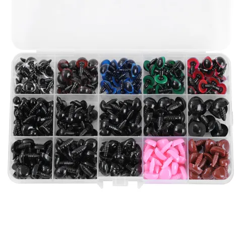 Accesorios de juguetes en caja para muñecos de peluche DIY ojos y nariz de seguridad de plástico para manualidades de animales