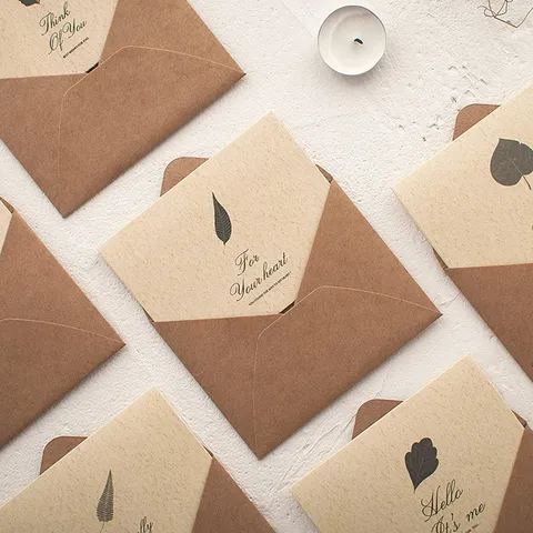 Rétro Minimaliste Papier Kraft Enveloppes Ensemble Vides Cartes de Vœux Messages Professionnels Enveloppes pour Fête Anniversaire