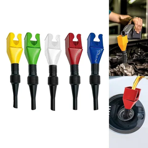 Car Adjustable Fuel Funnel Plastic Automotive Oil Change Funnel With Flexible Hose And Buckle Small Caliber Refueling Funnel