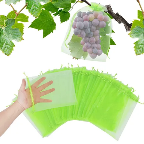 Fruitbeschermingstassen Net Trekkoord Fruit Net Zak Herbruikbare Tuin Plant Fruit Netten Zak Voor Druiven Aardbeien