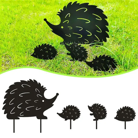 Acrylic Hedgehog Garden Stake Lawn Ground Insert Yard Decoration Black Animal Silhouette Outdoor Ornament Landscape Sign