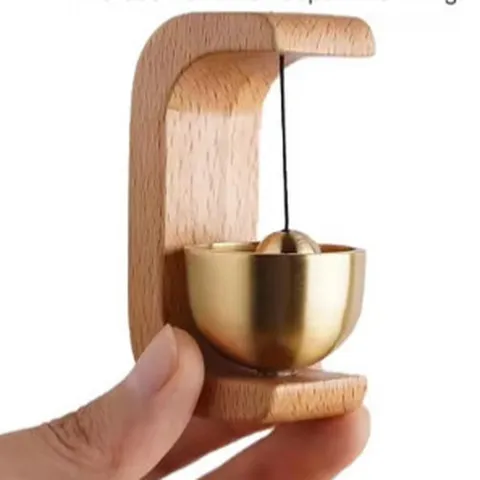 Timbre Magnético de Madera Maciza Recordatorio de Entrada Carillón Campana de Latón Decoración del Hogar Colgante para Puerta