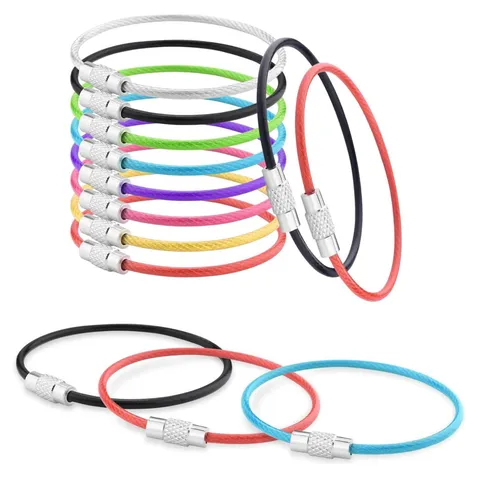 Llaveros de Alambre de Acero Inoxidable Recubierto de Plástico Colorido Anillos de Llaves de Cable Bucles de Cuerda de Alambre Multifuncionales Para Llaves Oficina Escuela