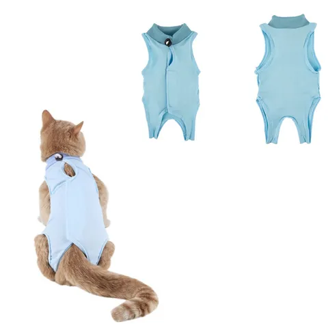 Combinaison de Récupération pour Chat en Modal Anti Léchage Chemise de Récupération Chirurgicale Respirante pour Chats Vêtements de Sevrage Chaton