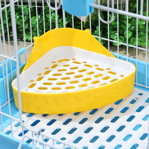 Cassetta Igienica ad Angolo per Piccoli Animali in Plastica WC per Conigli con Griglia per Criceti Porcellini d'India Forniture per Animali