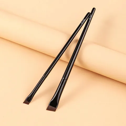 Professional Angled Eyeliner Brush Thin Blade Eyebrow Brush Wooden Handle Nylon Hair Precise Eye Makeup Tool