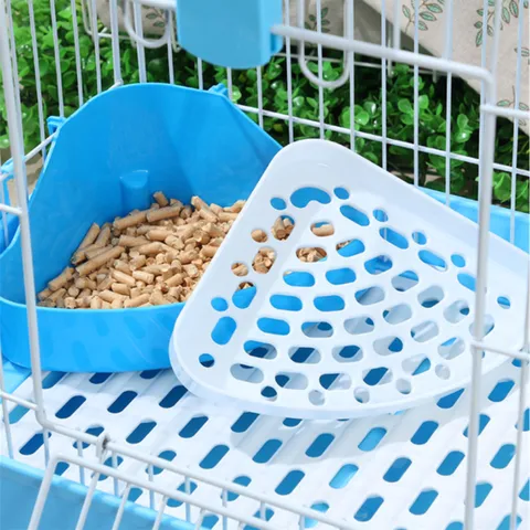 Cassetta Igienica ad Angolo per Piccoli Animali in Plastica WC per Conigli con Griglia per Criceti Porcellini d'India Forniture per Animali