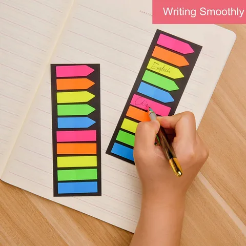 Note Adesive Fluorescenti PET Colorate Linguette di Indice Trasparenti Segnapagina Per Ufficio Scuola