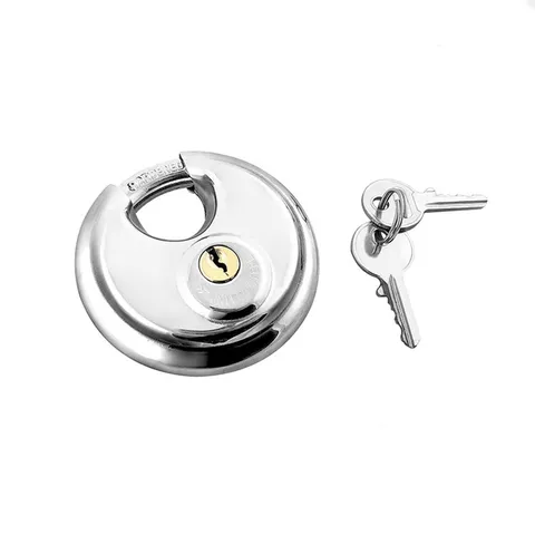 Stainless Steel Disc Padlock Heavy Duty Round Keyed Padlock With All Copper Core For Warehouse Gate Chain Door Security
