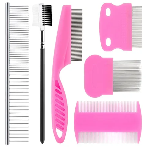 Stainless Steel Fine-Toothed Combs Cat Dog Grooming Tools Professional Pet Flea Removal Supplies Cleaning Accessories