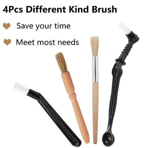 Coffee Machine Cleaning Brush Set Wooden Handle Plastic Nylon Bristles Multi-Functional Tool for Kitchen Appliances