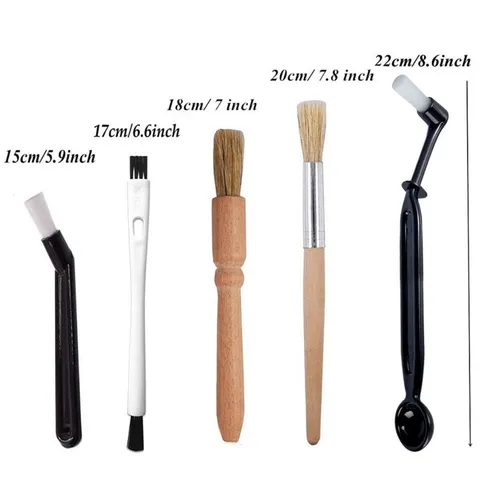 Coffee Machine Cleaning Brush Set Wooden Handle Nylon Bristles Espresso Grinder Powder Needle Cleaning Tools