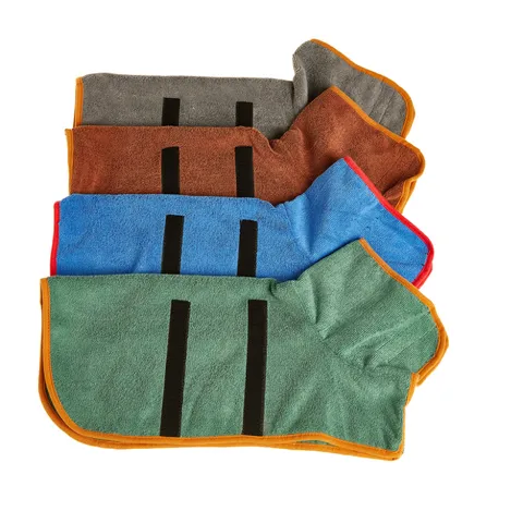 Haustier Bademantel Hunde Handtuch Mikrofaser Super Absorbierend Hunde Trockenmantel mit Kapuze und Verstellbarem Klettverschluss für Kleine Mittlere Große Hunde