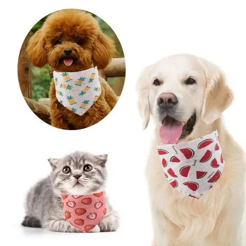 Cartoon Fruit Patroon Huisdier Bandana Katoen Linnen Hond Kat Driehoek Sjaal Schattige Speeksel Doek Huisdier Accessoires