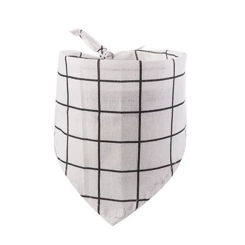 Style Britannique Coton et Lin Foulard Triangulaire pour Animal de Compagnie Carreaux Géométrique Chien Chat Bavoir Bavette Accessoires Mode
