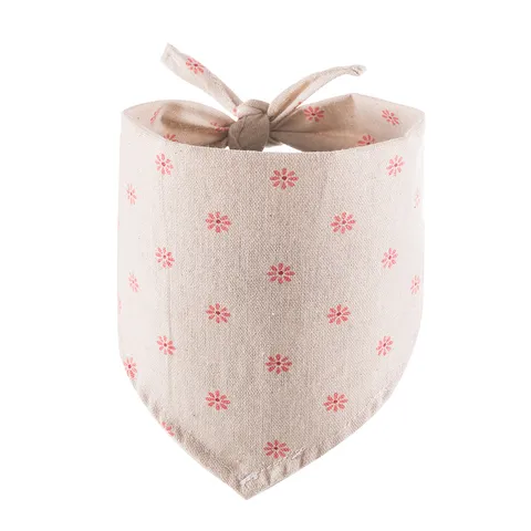 Pet Triangle Scarf Cotton Linen Small Daisy Print Neckerchief Adjustable Bibs for Dogs Cats Pet Grooming Accessories