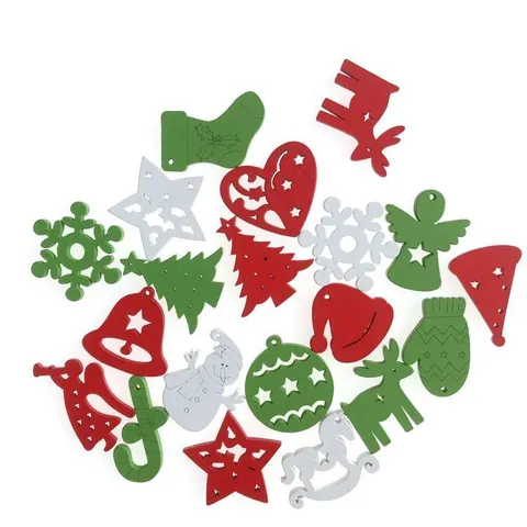 Mixed Christmas Wooden Buttons Festive DIY Craft Embellishments Decorative Wooden Slices For Sewing Clothing Handcraft